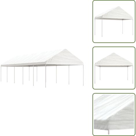 The Living Store Cenador con techo polietileno blanco 11,15x4,08x3,22 m - Sombra al aire libre