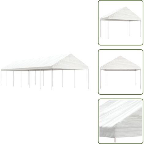 The Living Store Cenador con techo polietileno blanco 13,38x4,08x3,22 m - Sombra al aire libre