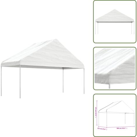 The Living Store Cenador con techo polietileno blanco 5,88x2,23x3,75 m - Refugio al aire libre