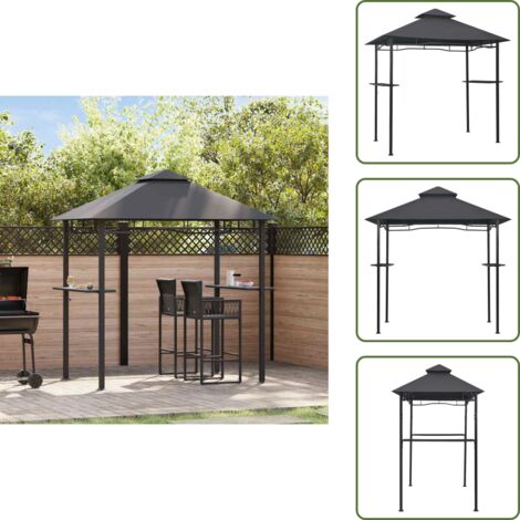 The Living Store Cenador de BBQ acero antracita 240x150x255 cm - Barbacoa al aire libre