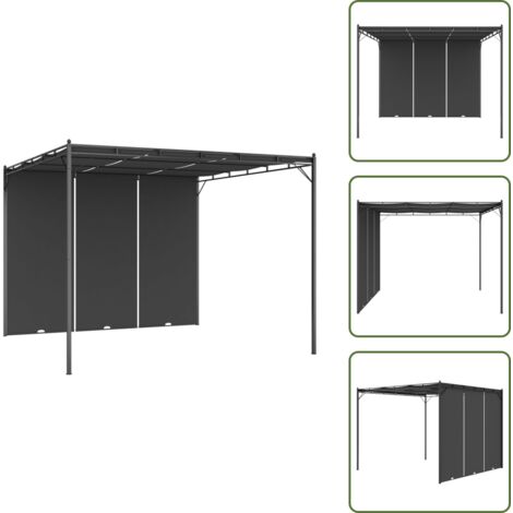 The Living Store Cenador de jardín con cortina lateral gris antracita 3x3x2,25 m - Refugio al aire libre