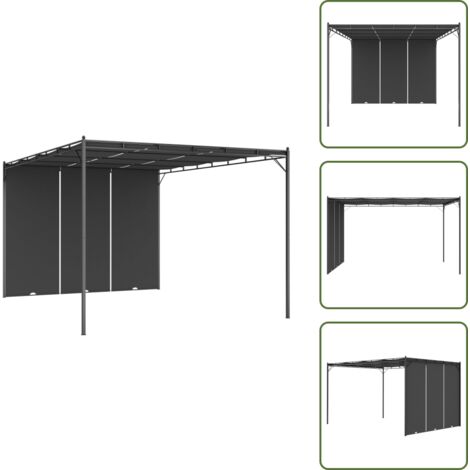 The Living Store Cenador de jardín con cortina lateral gris antracita 4x3x2,25 m - Refugio al aire libre