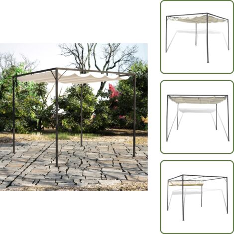 The Living Store Cenador de jardín con tejado toldo retráctil - Techo retráctil