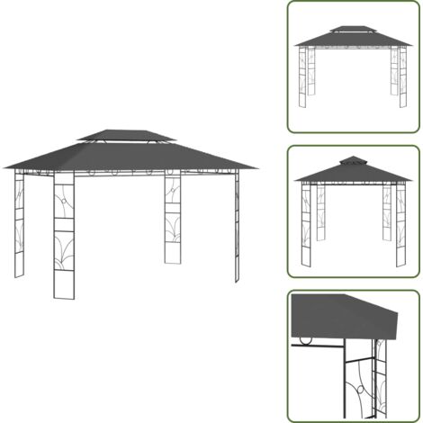The Living Store Cenador gris antracita 4x3x2,7 m 160 g/m² - Toldo para eventos