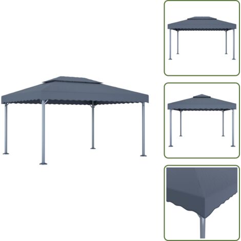 The Living Store Cenador gris antracita aluminio 400x300 cm - Sombra al aire libre