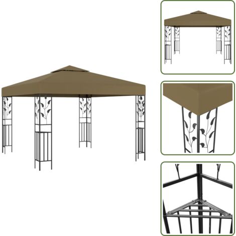 The Living Store Cenador gris taupe 3x3 m 180 g/m² - Toldo ventilado