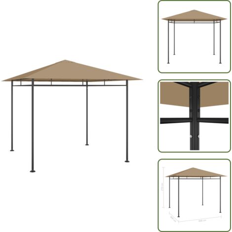 The Living Store Cenador gris taupé 3x3x2,7 m 180 g/m² - Toldo exterior