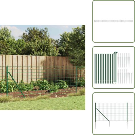 The Living Store Cerca de alambre con pinchos de anclaje verde 0,8x25 m - Cerca verde
