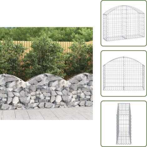 The Living Store Cesta de gaviones forma arco hierro galvanizado 100x30x60/80 cm - Muro de contención
