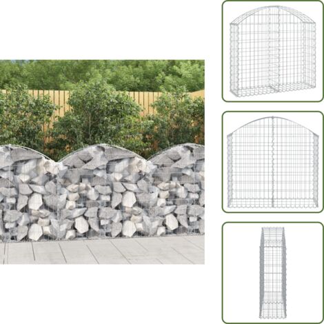 The Living Store Cesta de gaviones forma arco hierro galvanizado 100x30x80/100cm - Muro de contención