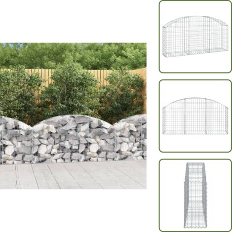 The Living Store Cesta de gaviones forma arco hierro galvanizado 150x30x60/80 cm - Muro de contención