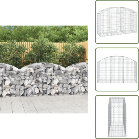The Living Store Cesta de gaviones forma arco hierro galvanizado 150x50x80/100cm - Muro de contención