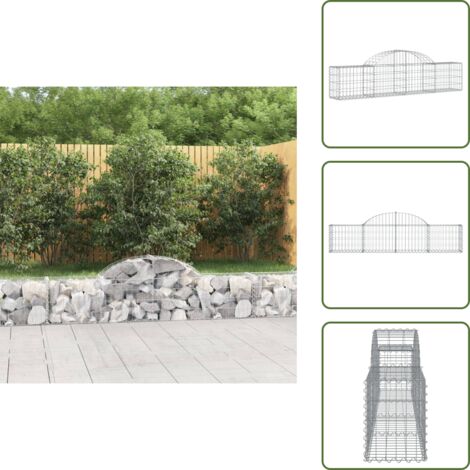 The Living Store Cesta de gaviones forma arco hierro galvanizado 200x30x40/60 cm - Muro de contención