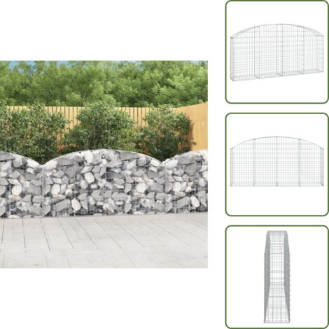 The Living Store Cesta de gaviones forma arco hierro galvanizado 200x30x80/100cm - Muro de contención