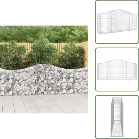 The Living Store Cesta de gaviones forma arco hierro galvanizado 200x30x80/100cm - Muro de contención