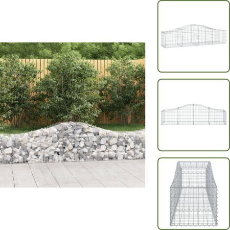 The Living Store Cesta de gaviones forma arco hierro galvanizado 200x50x40/60 cm - Muro de contención