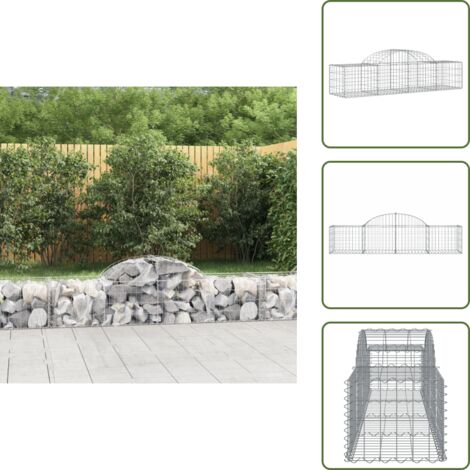 The Living Store Cesta de gaviones forma arco hierro galvanizado 200x50x40/60 cm - Muro de contención