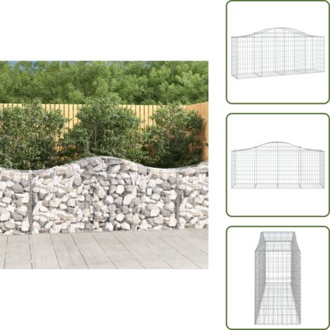 The Living Store Cesta de gaviones forma arco hierro galvanizado 200x50x80/100cm - Muro de contención