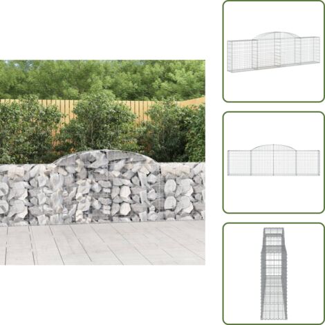 The Living Store Cesta de gaviones forma arco hierro galvanizado 300x30x80/100cm - Muro de contención