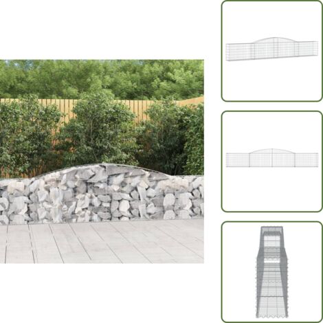 The Living Store Cesta de gaviones forma arco hierro galvanizado 400x30x60/80 cm - Muro de contención