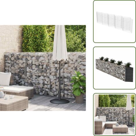 The Living Store Cesta de muro de gaviones acero galvanizado 300x30x100 cm - Muro de contención