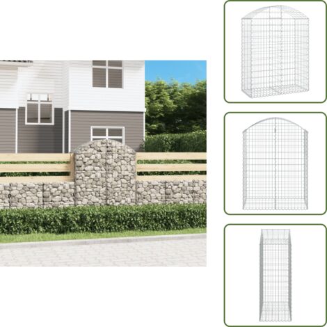 The Living Store Cesta gaviones forma arco hierro galvanizado 100x50x120/140 cm - Muro de contención