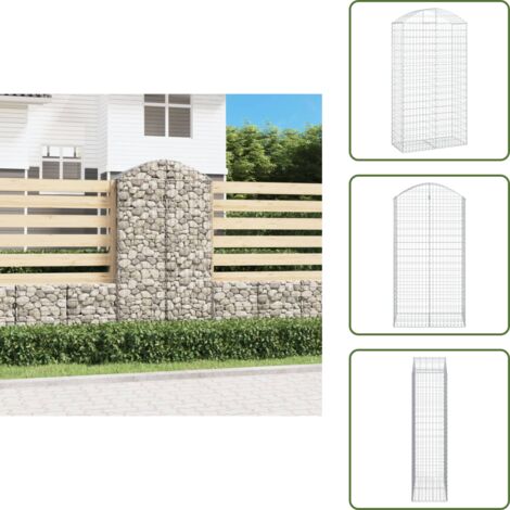 The Living Store Cesta gaviones forma arco hierro galvanizado 100x50x180/200 cm - Muro de contención