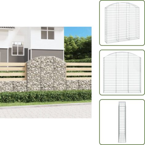 The Living Store Cesta gaviones forma arco hierro galvanizado 150x30x140/160 cm - Muro de contención