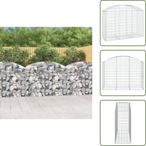 The Living Store Cesta gaviones forma arco hierro galvanizado 150x50x100/120 cm - Muro de contención