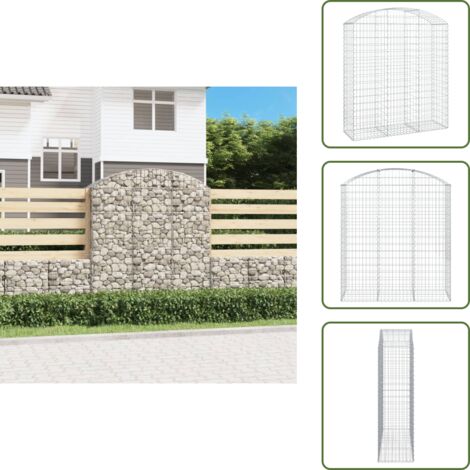The Living Store Cesta gaviones forma arco hierro galvanizado 150x50x160/180 cm - Muro de contención