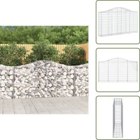 The Living Store Cesta gaviones forma arco hierro galvanizado 200x30x100/120 cm - Muro de contención