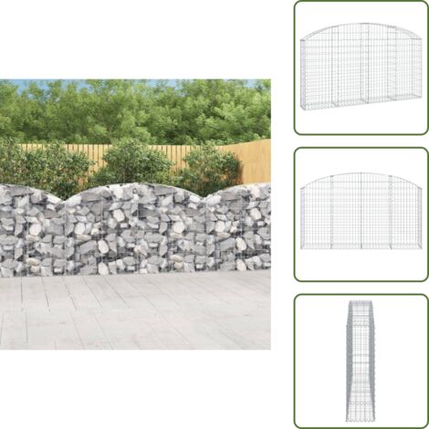 The Living Store Cesta gaviones forma arco hierro galvanizado 200x30x100/120 cm - Muro de contención