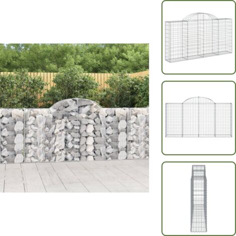 The Living Store Cesta gaviones forma arco hierro galvanizado 200x30x100/120 cm - Muro de contención