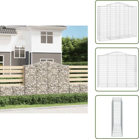 The Living Store Cesta gaviones forma arco hierro galvanizado 200x50x160/180 cm - Muro de contención