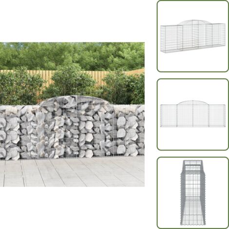 The Living Store Cesta gaviones forma arco hierro galvanizado 300x50x100/120 cm - Muro de contención