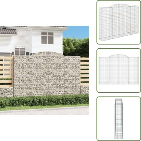 The Living Store Cesta gaviones forma arco hierro galvanizado 300x50x200/220 cm - Muro de contención