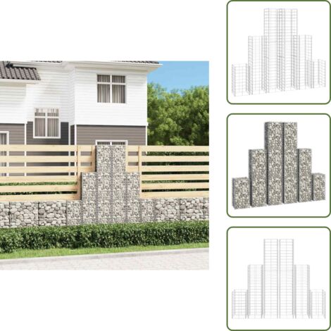 The Living Store Cestas de muro de gaviones alambre galvanizado 6 unidades - Gaviones para muros