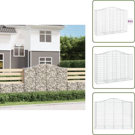 The Living Store Cestas gaviones 11 uds forma de arco hierro 200x50x140/160 cm - Cestas de gaviones