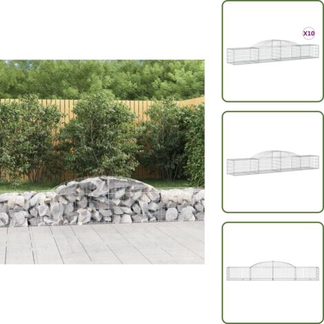The Living Store Cesti Gabbioni ad Arco 10 pz 300x30x40/60 cm Ferro Zincato - Gabbioni per contenimento