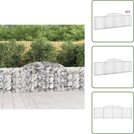 The Living Store Cesti Gabbioni ad Arco 17 pz 300x30x80/100 cm Ferro Zincato - Gabbioni per contenimento