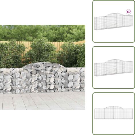 The Living Store Cesti Gabbioni ad Arco 7 pz 300x30x80/100 cm Ferro Zincato - Gabbioni per contenimento