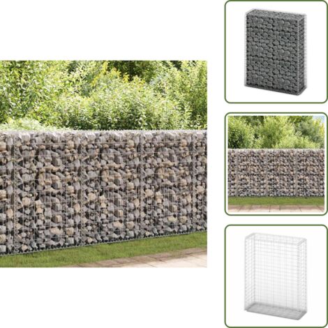 The Living Store Cesto Gabbione con Coperchio in Filo Zincato 100 x 80 x 30 cm - Cesto