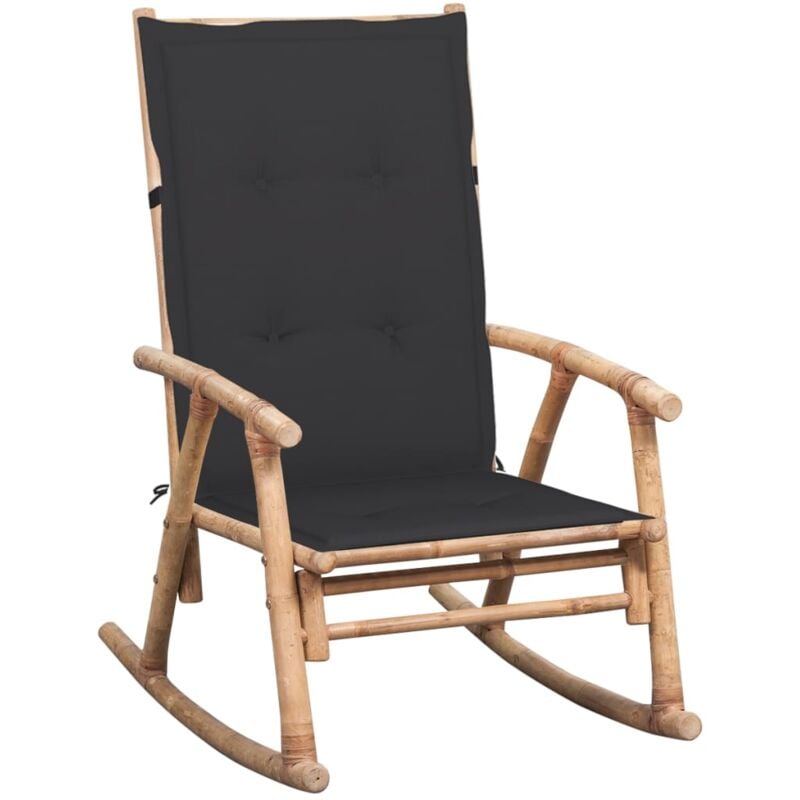 The Living Store - Chaise à bascule avec coussin Bambou Brun