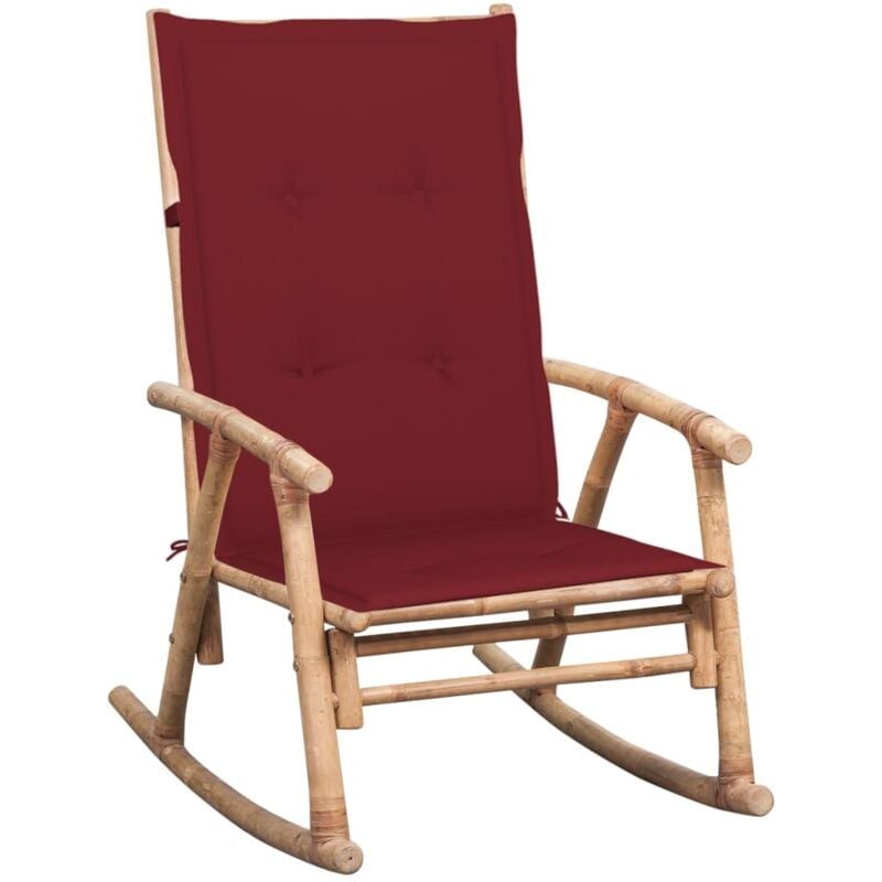 The Living Store - Chaise à bascule avec coussin Bambou Brun