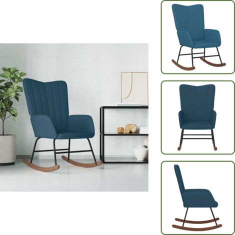 The Living Store Chaise à bascule Bleu Velours - Chaises À Bascule - Fauteuil Relaxant - Chaise Berçante - Mobilier Extérieur - Décoration Intérieure