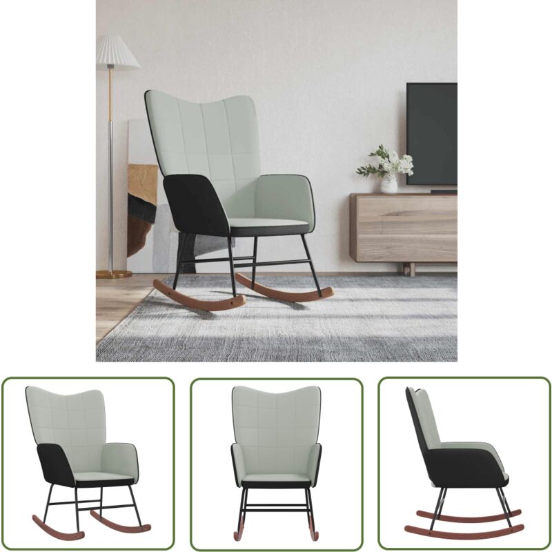 The Living Store - Chaise à bascule Gris clair Velours et pvc - Chaise à Bascule - Fauteuil Relaxant - Chaise De Détente - Mobilier Extérieur