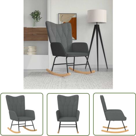 The Living Store Chaise à bascule Gris foncé Tissu - Chaise À Bascule - Chaise Relaxante - Fauteuil Balançoire - Mobilier Extérieur - Design Moderne