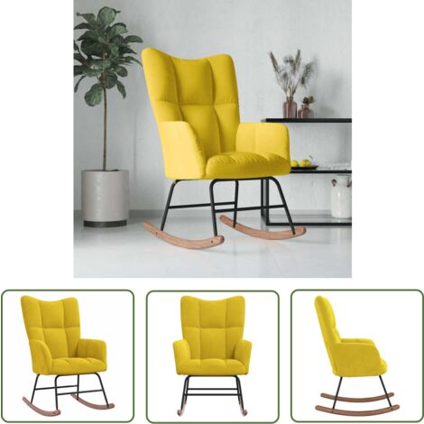 The Living Store Chaise à bascule Jaune moutarde Velours - Chaise À Bascule - Fauteuil Relaxant - Chaise Lounge - Mobilier De Salon - Chaise Confortable