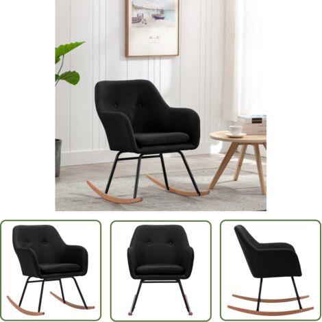 The Living Store Chaise à bascule Noir Tissu - Chaise À Bascule - Fauteuil Balançoire - Mobilier Extérieur - Décoration Intérieure - Jardin