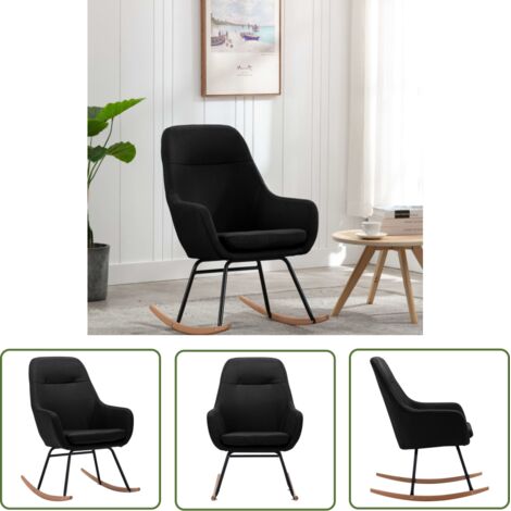 The Living Store Chaise à bascule Noir Tissu - Chaise À Bascule - Fauteuil Balançoire - Mobilier Extérieur - Décoration Intérieure - Salon